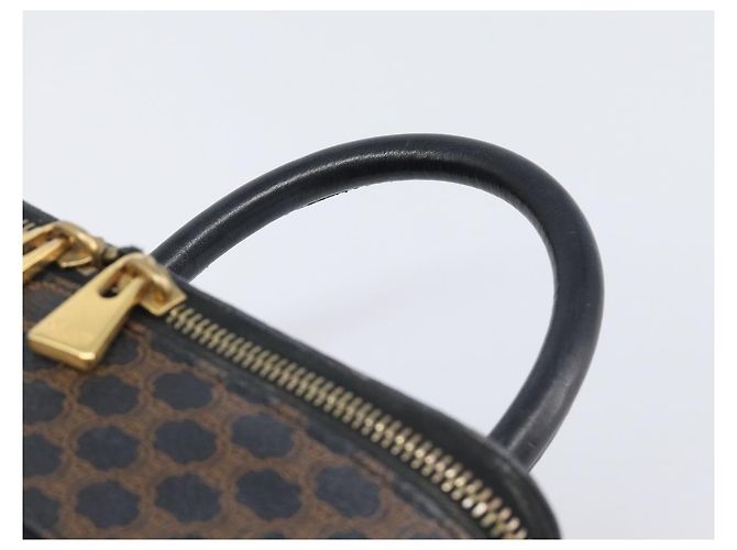 Céline CELINE Macadam Canvas Vanity Handtasche PVC Leather Black Gold Auth 201453A Schwarz Golden - Ansicht 8