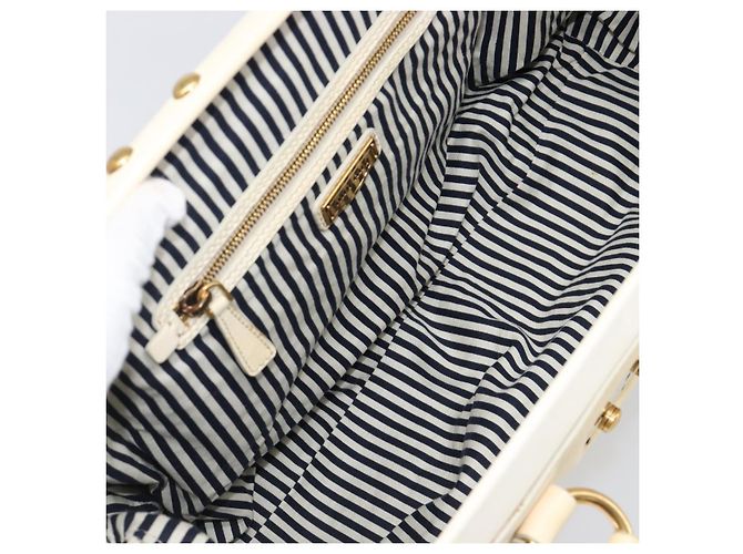 Borsa a mano Miu Miu Leather Ivory Gold Auth 202657A D'oro Crudo - vista 11