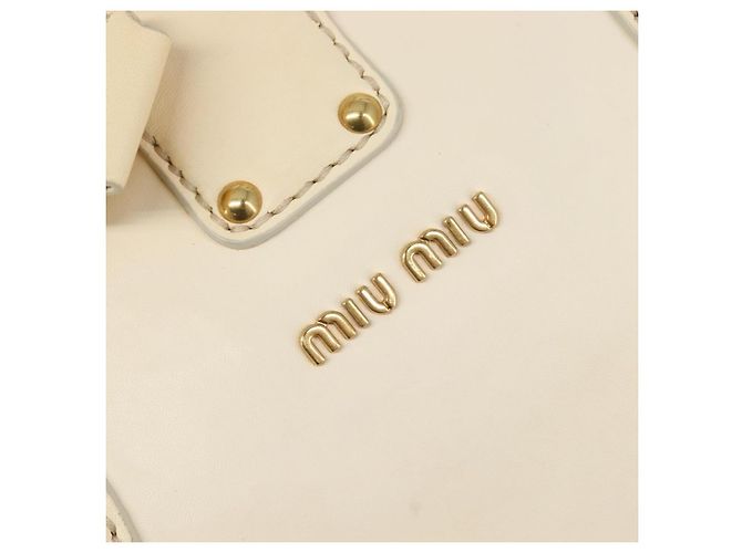 Borsa a mano Miu Miu Leather Ivory Gold Auth 202657A D'oro Crudo - vista 19