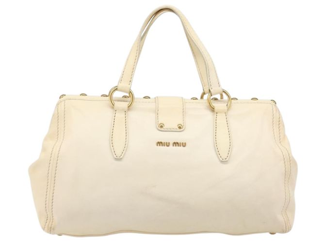 Borsa a mano Miu Miu Leather Ivory Gold Auth 202657A D'oro Crudo - vista 2