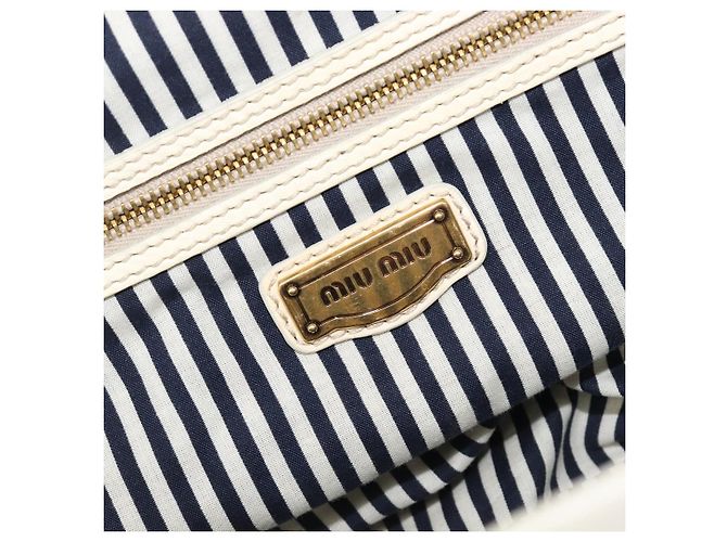 Borsa a mano Miu Miu Leather Ivory Gold Auth 202657A D'oro Crudo - vista 23