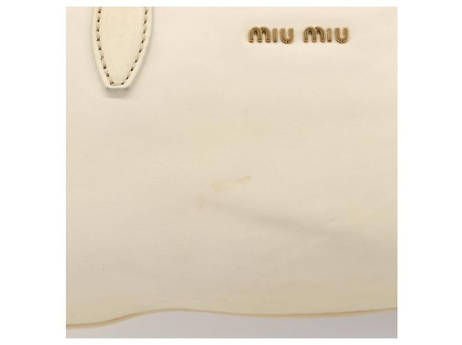 Borsa a mano Miu Miu Leather Ivory Gold Auth 202657A D'oro Crudo - vista 3