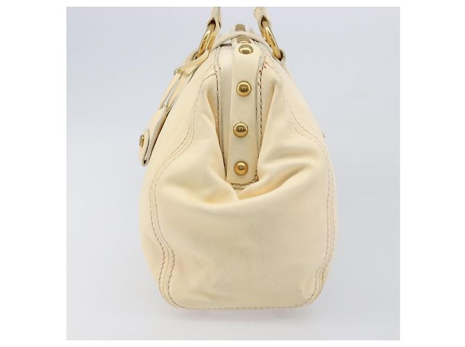 Borsa a mano Miu Miu Leather Ivory Gold Auth 202657A D'oro Crudo - vista 4
