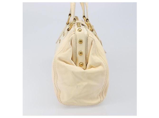 Borsa a mano Miu Miu Leather Ivory Gold Auth 202657A D'oro Crudo - vista 5