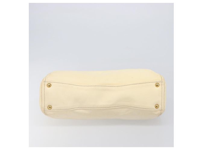 Borsa a mano Miu Miu Leather Ivory Gold Auth 202657A D'oro Crudo - vista 6