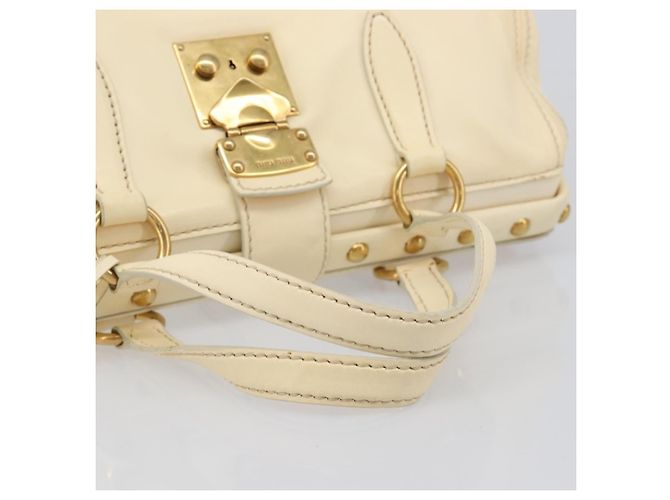 Borsa a mano Miu Miu Leather Ivory Gold Auth 202657A D'oro Crudo - vista 8