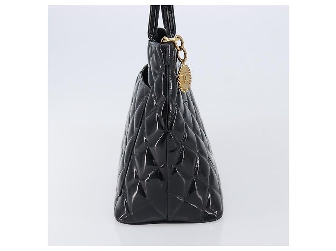 CHANEL COCO Mark Standard Tote Bag aus Lackleder Schwarz Gold CC Auth ki6845M Golden - Ansicht 3