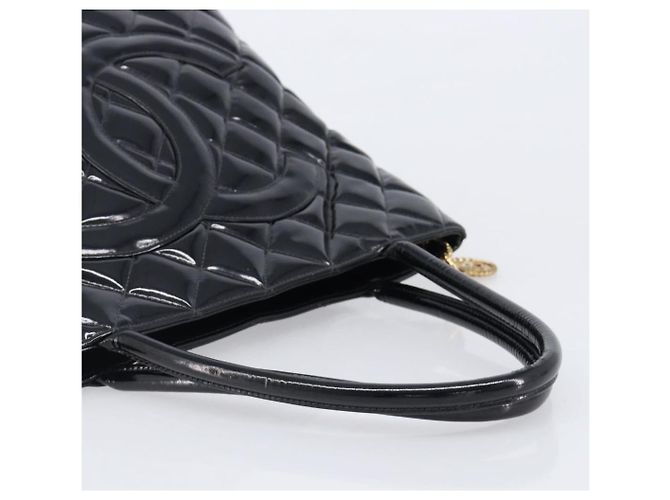 CHANEL COCO Mark Standard Tote Bag aus Lackleder Schwarz Gold CC Auth ki6845M Golden - Ansicht 7