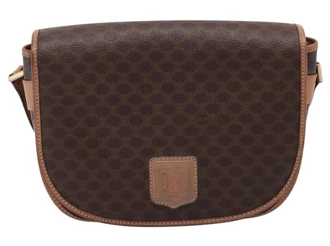 Céline Borsa a tracolla CELINE Macadam PVC Pelle Marrone Tono Oro Auth ep15762 - vista 13