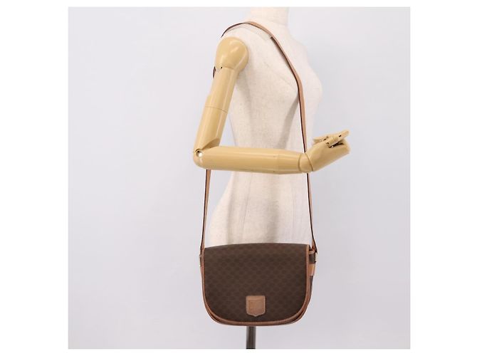 Céline Borsa a tracolla CELINE Macadam PVC Pelle Marrone Tono Oro Auth ep15762 - vista 25