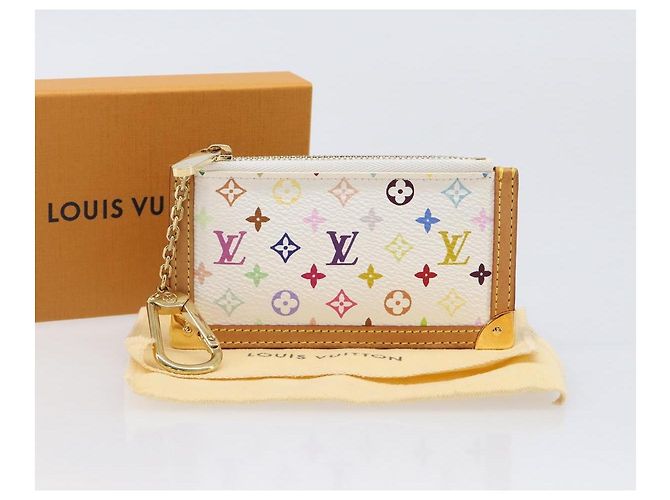 LOUIS VUITTON Monogram Multicolor Pochette Cles Coin Purse M92655 Auth BA15510V Bianco - vista 12