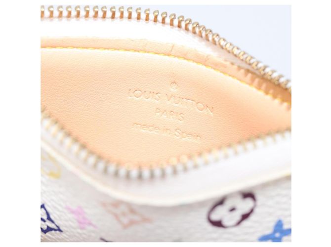 LOUIS VUITTON Monogram Multicolor Pochette Cles Coin Purse M92655 Auth BA15510V Bianco - vista 17