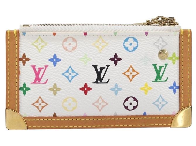LOUIS VUITTON Monogram Multicolor Pochette Cles Coin Purse M92655 Auth BA15510V Bianco - vista 2