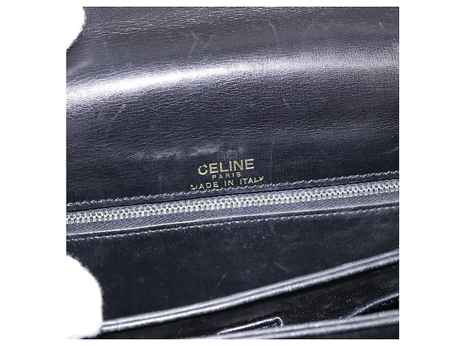 Céline Sac à épaule CELINE en cuir noir et or Auth 205144 Doré - vue 10