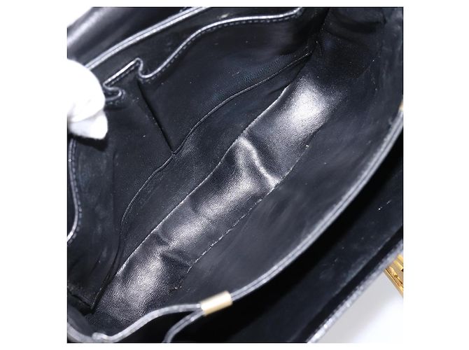 Céline Sac à épaule CELINE en cuir noir et or Auth 205144 Doré - vue 11