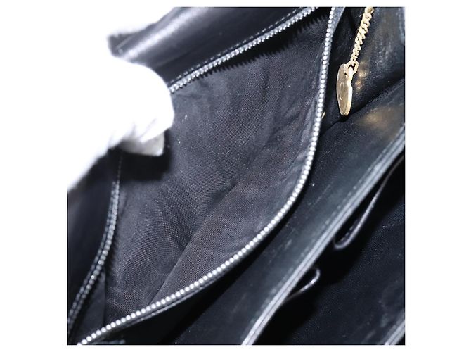 Céline Sac à épaule CELINE en cuir noir et or Auth 205144 Doré - vue 12