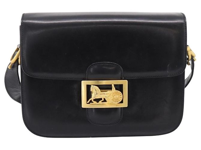 Céline Sac à épaule CELINE en cuir noir et or Auth 205144 Doré - vue 13