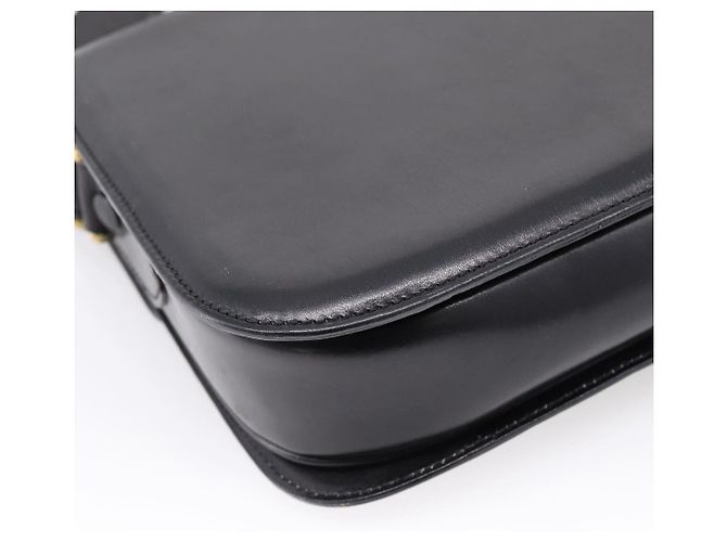 Céline Sac à épaule CELINE en cuir noir et or Auth 205144 Doré - vue 18