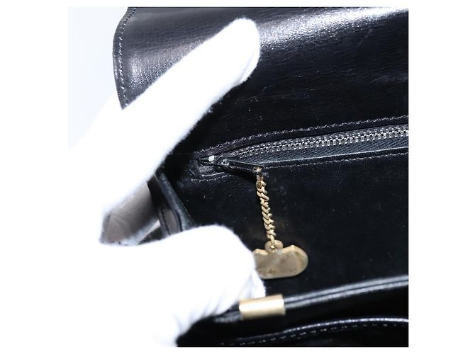 Céline Sac à épaule CELINE en cuir noir et or Auth 205144 Doré - vue 23