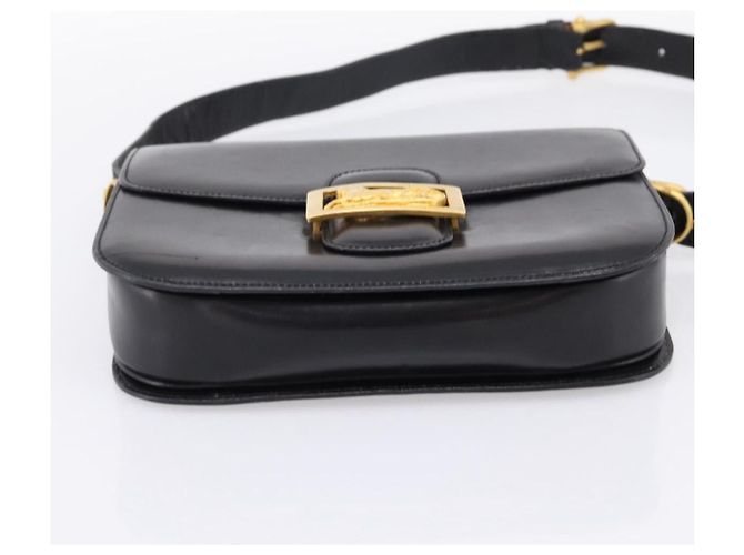 Céline Sac à épaule CELINE en cuir noir et or Auth 205144 Doré - vue 5
