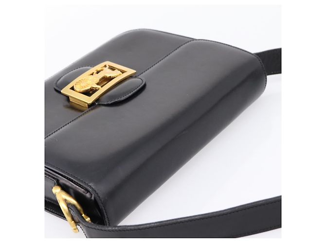 Céline Sac à épaule CELINE en cuir noir et or Auth 205144 Doré - vue 6