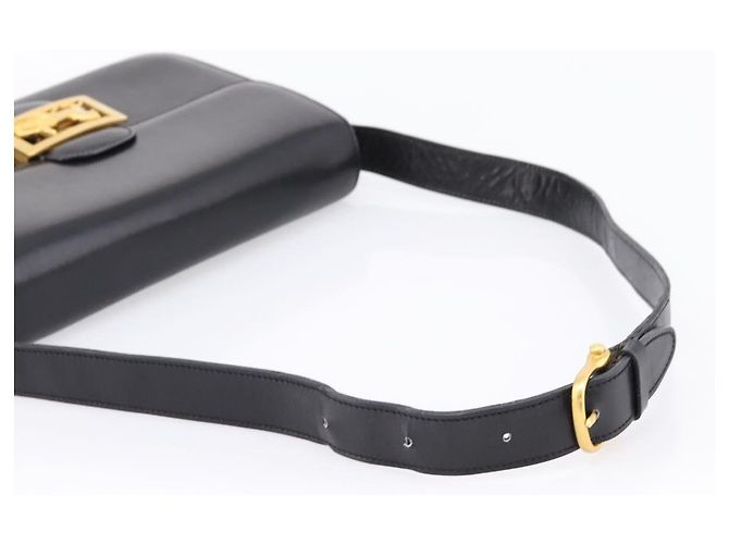 Céline Sac à épaule CELINE en cuir noir et or Auth 205144 Doré - vue 7