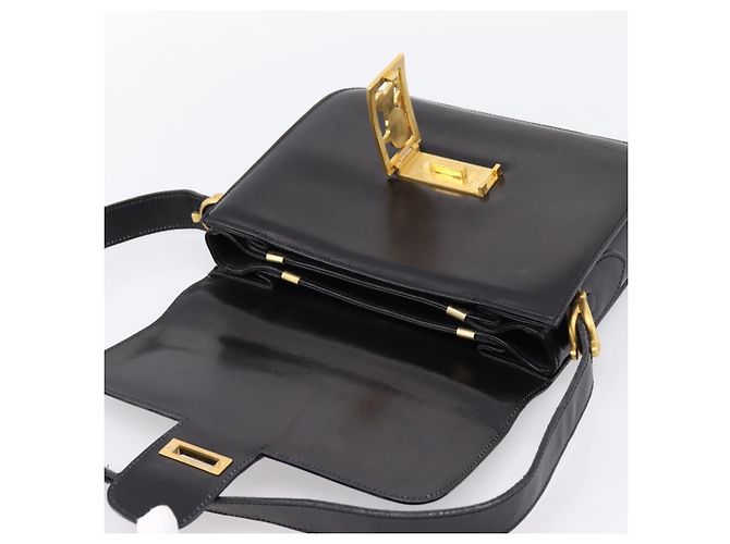 Céline Sac à épaule CELINE en cuir noir et or Auth 205144 Doré - vue 9