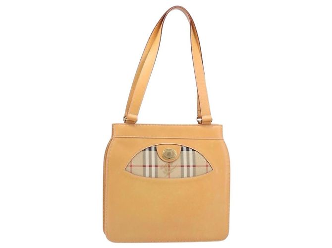 Burberrys Nova Check Schultertasche Leder Beige Gold Auth 201388 Golden - Ansicht 13