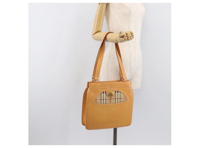 Burberrys Nova Check Schultertasche Leder Beige Gold Auth 201388 Golden - Ansicht 23