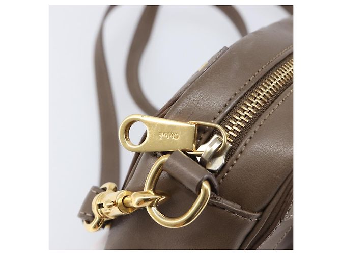 Chloé Chloe Eden Schultertasche Leder Beige Goldton Auth 204650A - Ansicht 10