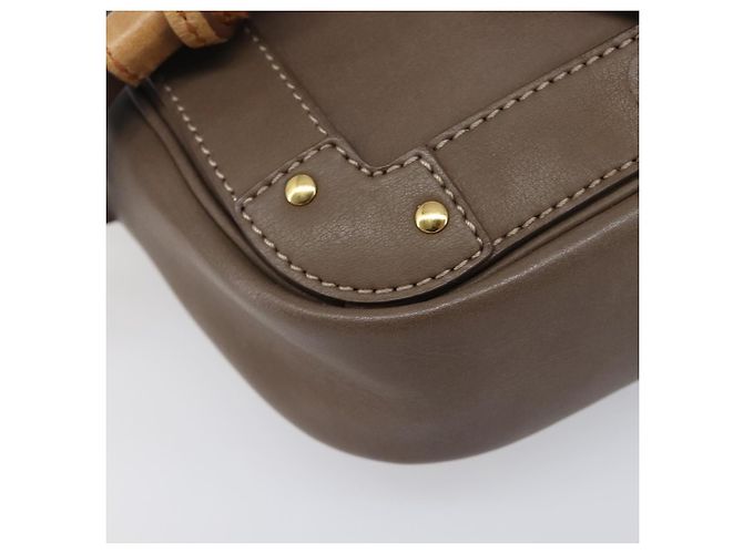 Chloé Chloe Eden Schultertasche Leder Beige Goldton Auth 204650A - Ansicht 15
