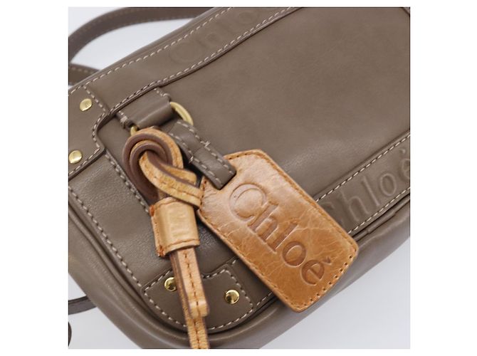 Chloé Chloe Eden Schultertasche Leder Beige Goldton Auth 204650A - Ansicht 18