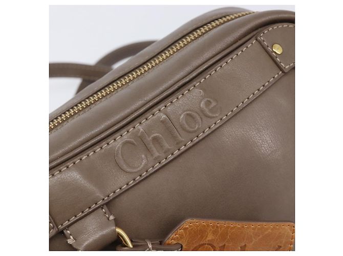 Chloé Chloe Eden Schultertasche Leder Beige Goldton Auth 204650A - Ansicht 19