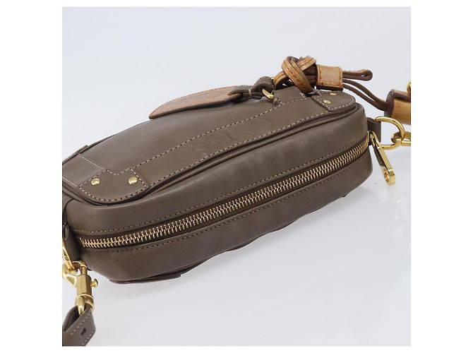 Chloé Chloe Eden Schultertasche Leder Beige Goldton Auth 204650A - Ansicht 6