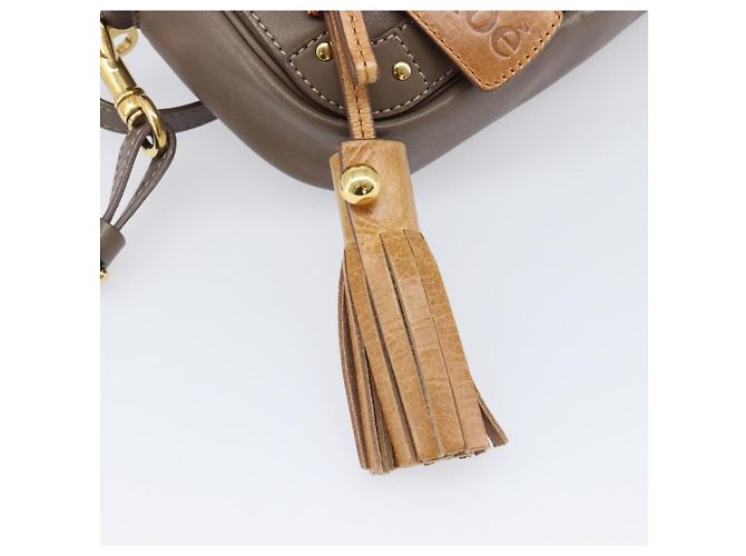 Chloé Chloe Eden Schultertasche Leder Beige Goldton Auth 204650A - Ansicht 9