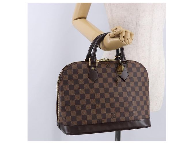 Bolso de mano LOUIS VUITTON Damier Ebene Alma PM N53151 LV Auth 204034V - vista 33