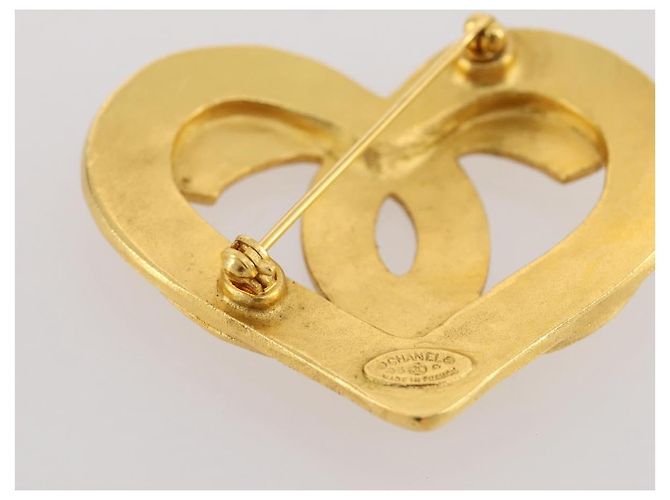 CHANEL COCO Logo Brosche Metall Gold-Ton CC Auth 205866M - Ansicht 4