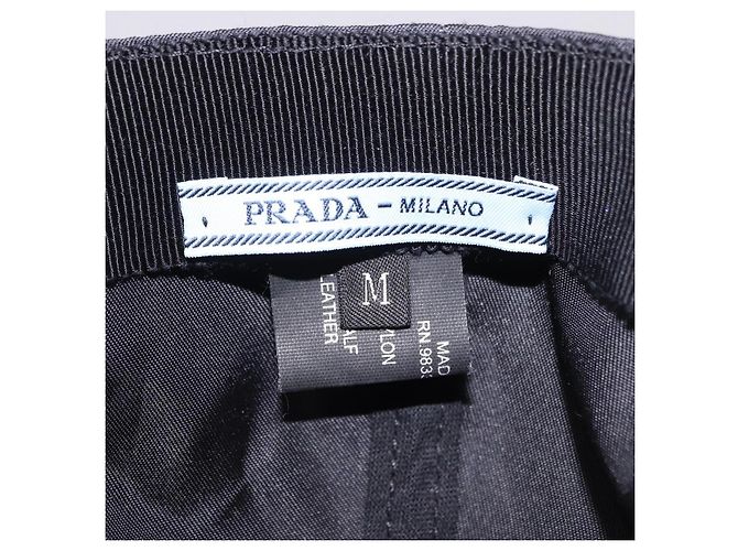 Casquette PRADA Nylon Black White Auth ar14198 Noir Blanc - vue 12