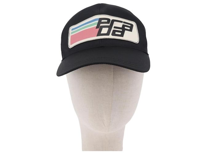 Casquette PRADA Nylon Black White Auth ar14198 Noir Blanc - vue 13