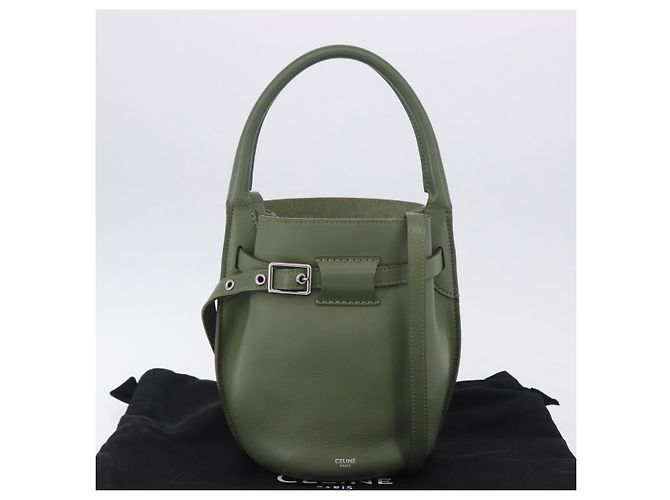 Céline CELINE Big Bag Bucket Hand Bag Leather 2way Green Silver Auth BA15799V Argenté Vert - vue 12
