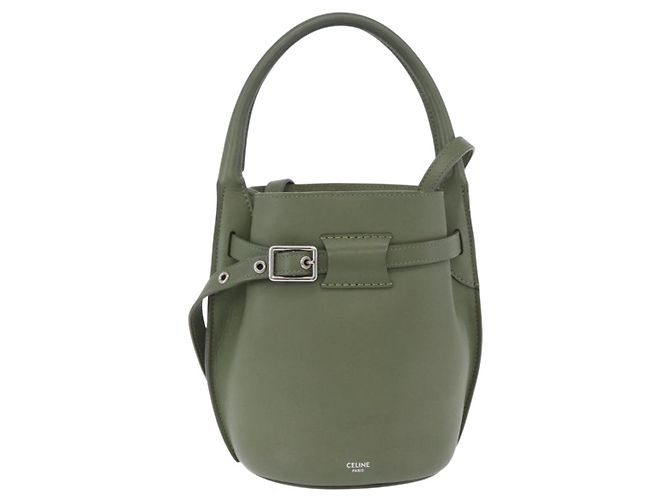 Céline CELINE Big Bag Bucket Hand Bag Leather 2way Green Silver Auth BA15799V Argenté Vert - vue 13