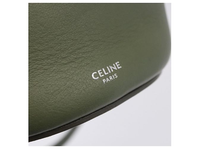 Céline CELINE Big Bag Bucket Hand Bag Leather 2way Green Silver Auth BA15799V Argenté Vert - vue 22