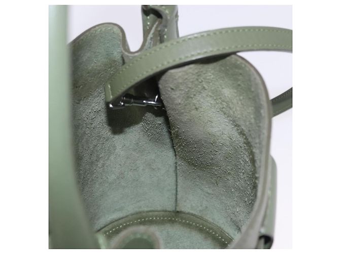 Céline CELINE Big Bag Bucket Hand Bag Leather 2way Green Silver Auth BA15799V Argenté Vert - vue 23