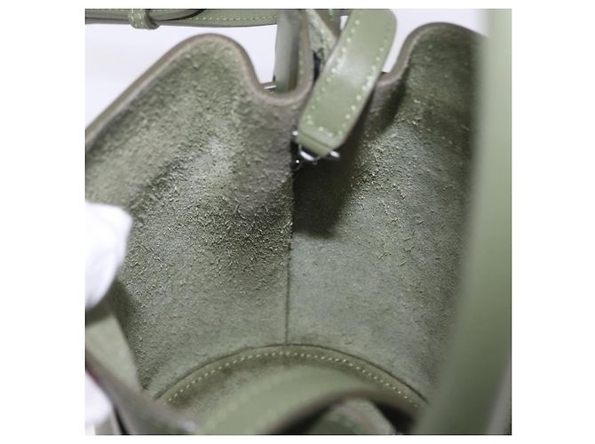 Céline CELINE Big Bag Bucket Hand Bag Leather 2way Green Silver Auth BA15799V Argenté Vert - vue 24