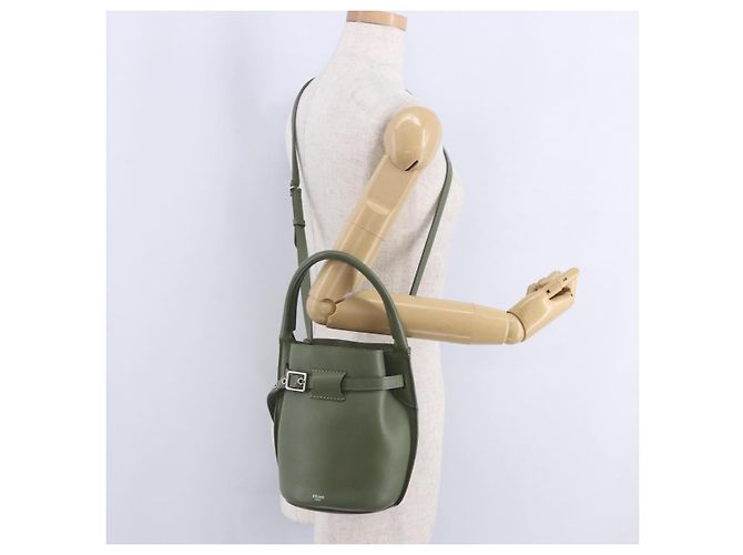 Céline CELINE Big Bag Bucket Hand Bag Leather 2way Green Silver Auth BA15799V Argenté Vert - vue 25