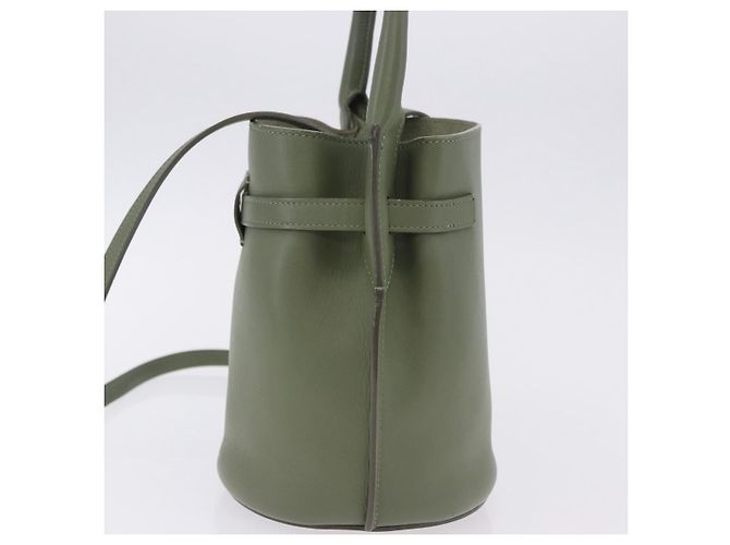 Céline CELINE Big Bag Bucket Hand Bag Leather 2way Green Silver Auth BA15799V Argenté Vert - vue 3