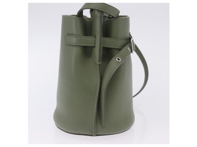 Céline CELINE Big Bag Bucket Hand Bag Leather 2way Green Silver Auth BA15799V Argenté Vert - vue 4