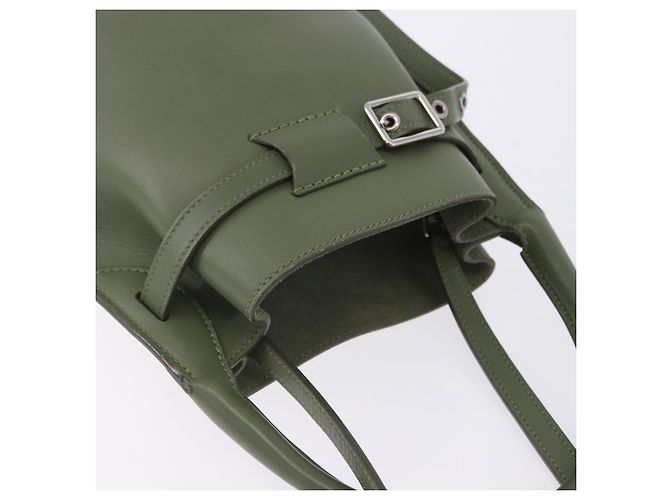 Céline CELINE Big Bag Bucket Hand Bag Leather 2way Green Silver Auth BA15799V Argenté Vert - vue 6