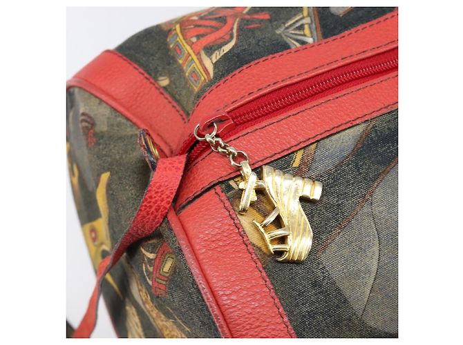 Salvatore Ferragamo Shoulder Bag Coated Canvas Red Gold Auth 202451 Golden - view 10