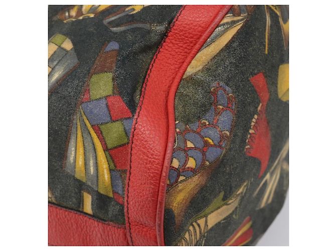 Salvatore Ferragamo Shoulder Bag Coated Canvas Red Gold Auth 202451 Golden - view 15